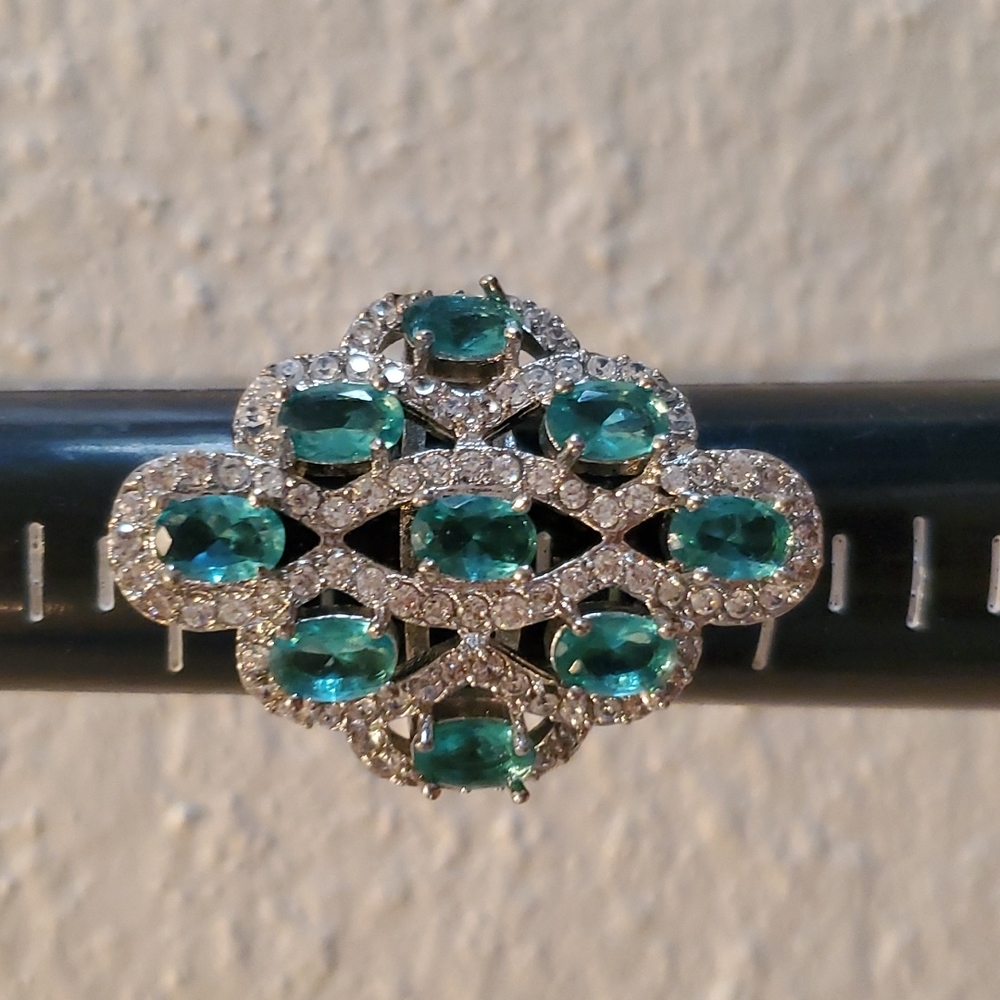 Sterling Silver Large Blue Topaz Ring 7